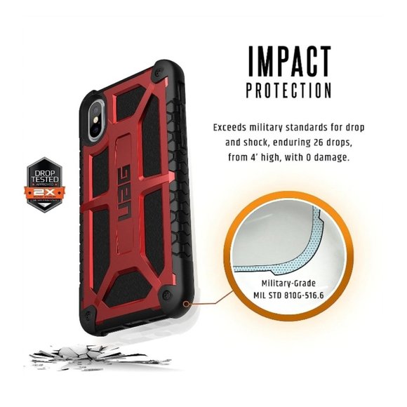 URBAN ARMOR GEAR UAG iPhone Xs/X [5.8-inch Screen] Case [Crimson] Rugged Shockpr - Picture 4 of 7